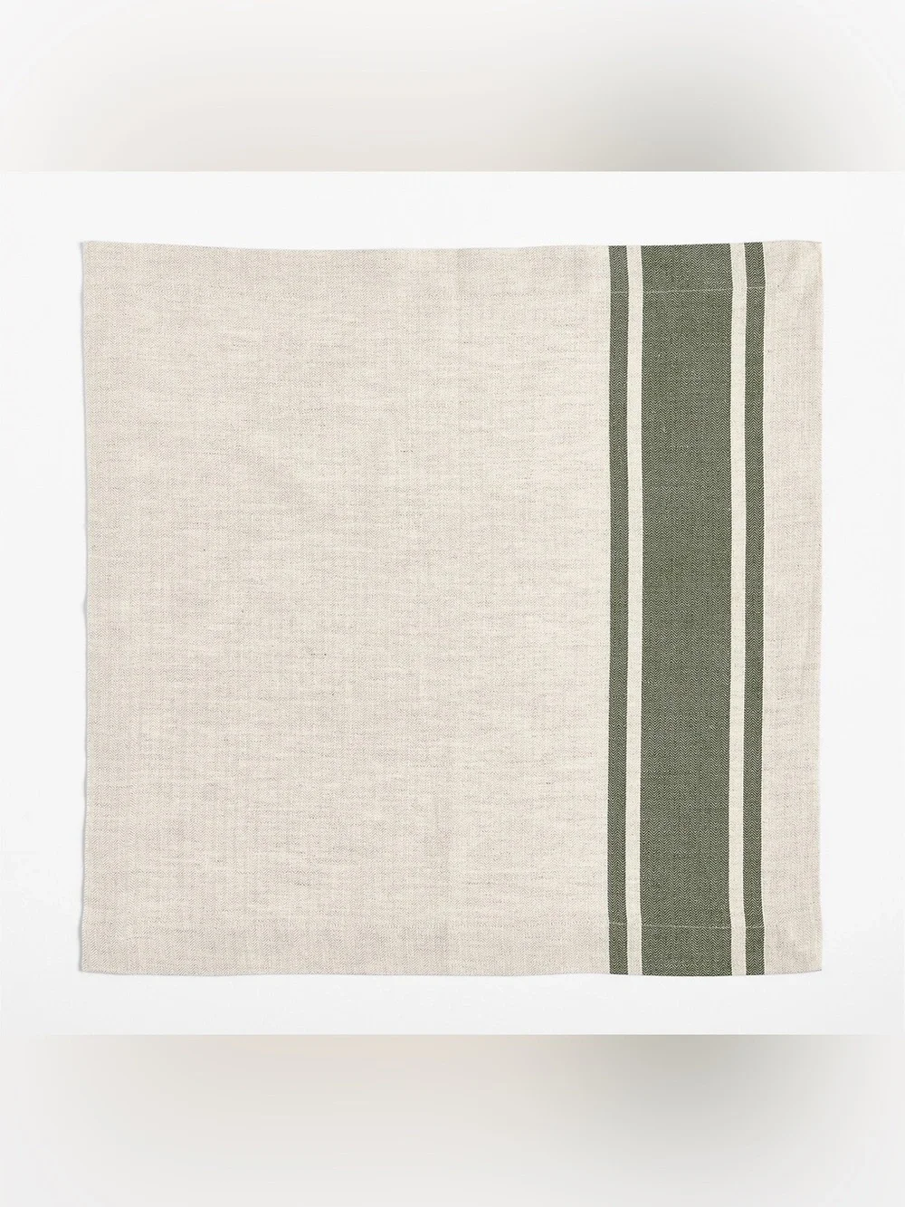 NWT CRATE & BARREL Green Linen Stripe Napkin Set